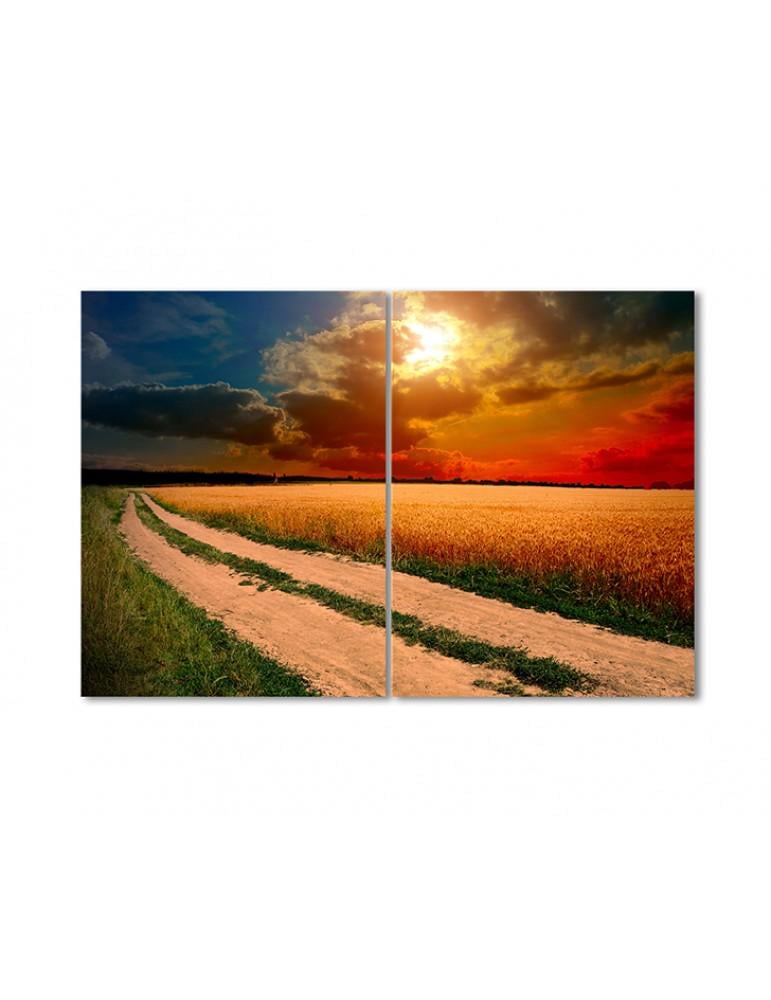 Картина модульная Солнце над пшеничным поле 2 модуля 40х60 см (013256Pejzazh)
