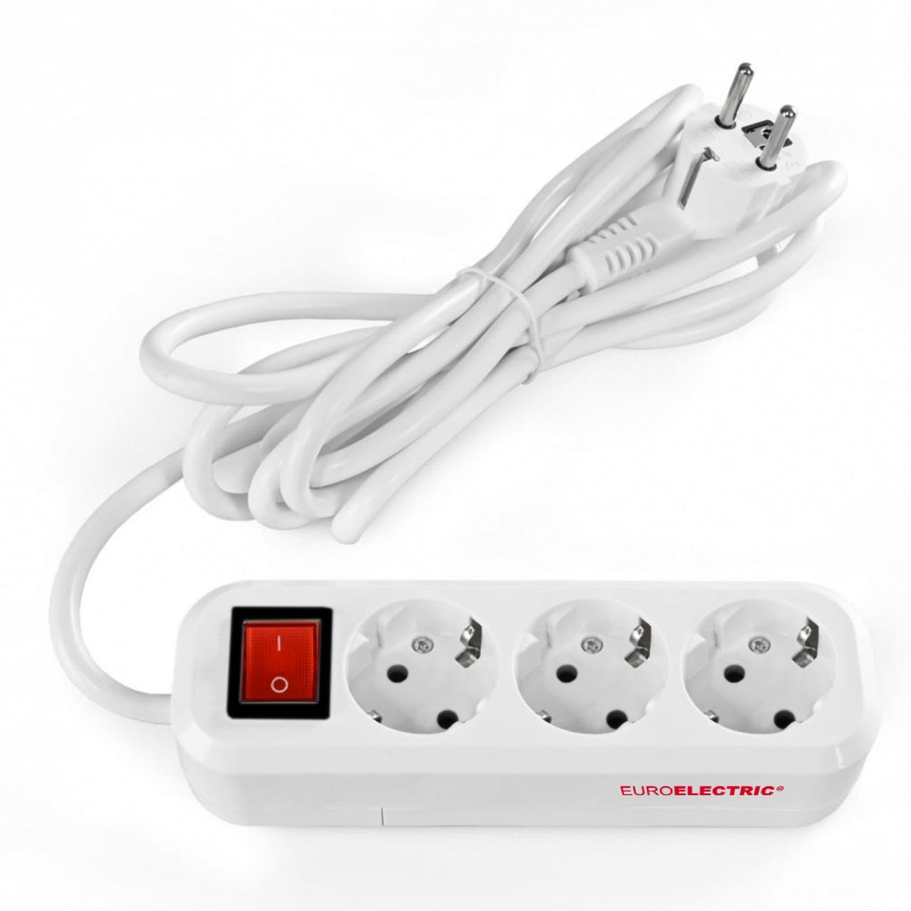 Фильтр-удлинитель сетевой Euroelectric EE-103-2M simple  3 гнезда 2 м с з/к с выключателем (4262380661035)