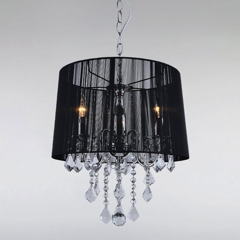 Люстра подвесная с абажуром Light House LS-15254WH-3 WH на три лампы Хром / Черный