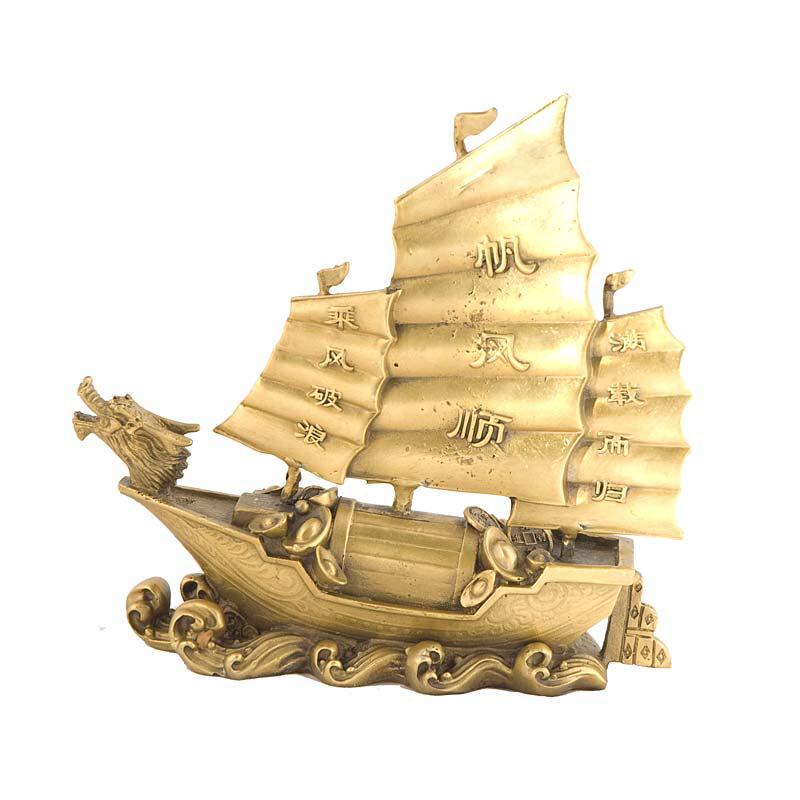 Статуэтка Корабль-парусник фен-шуй 18х18х5 см Бронзовый (1148)