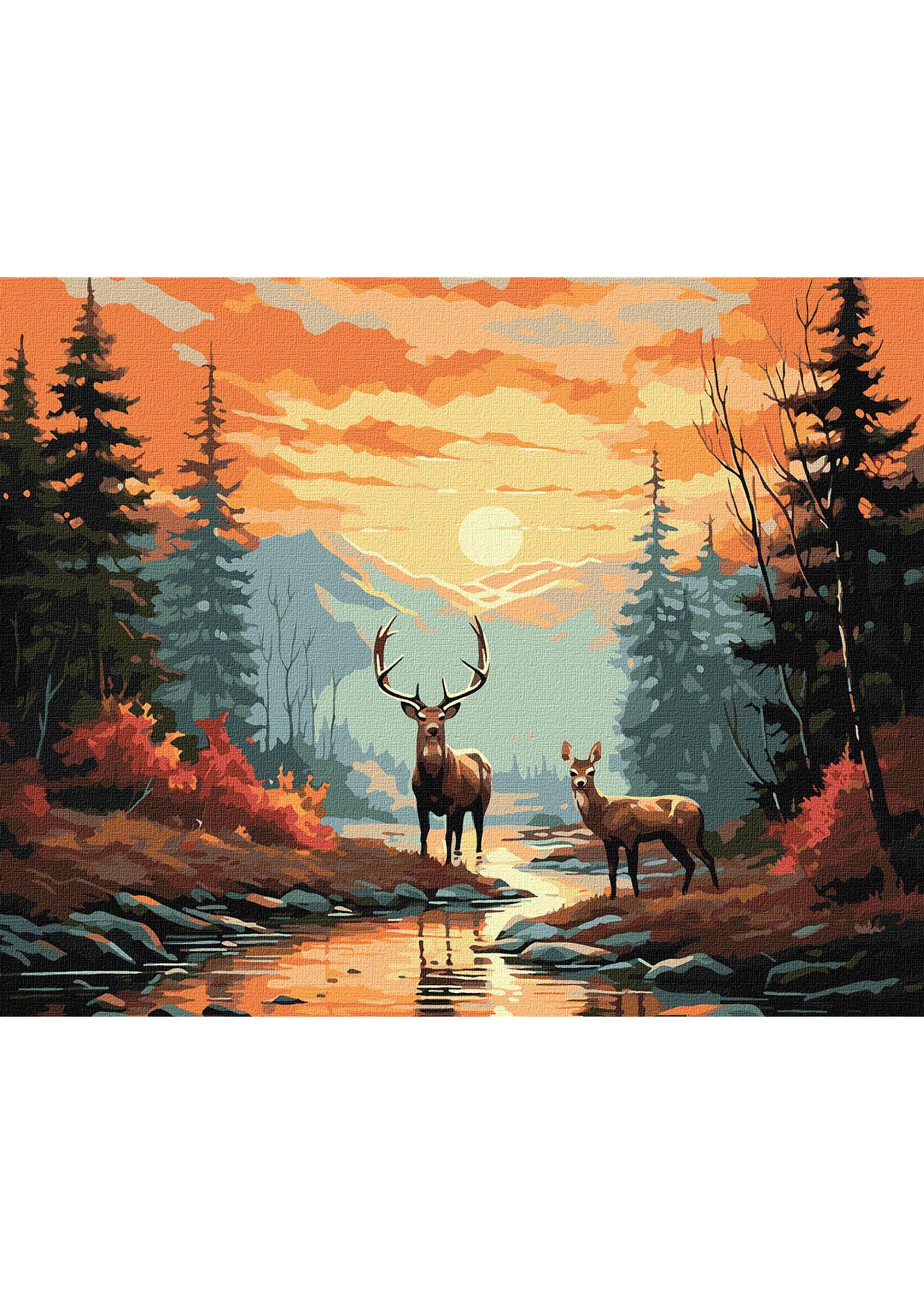 Картина по номерам Идейка Утонченные олени 40х50 см (KHO6576)