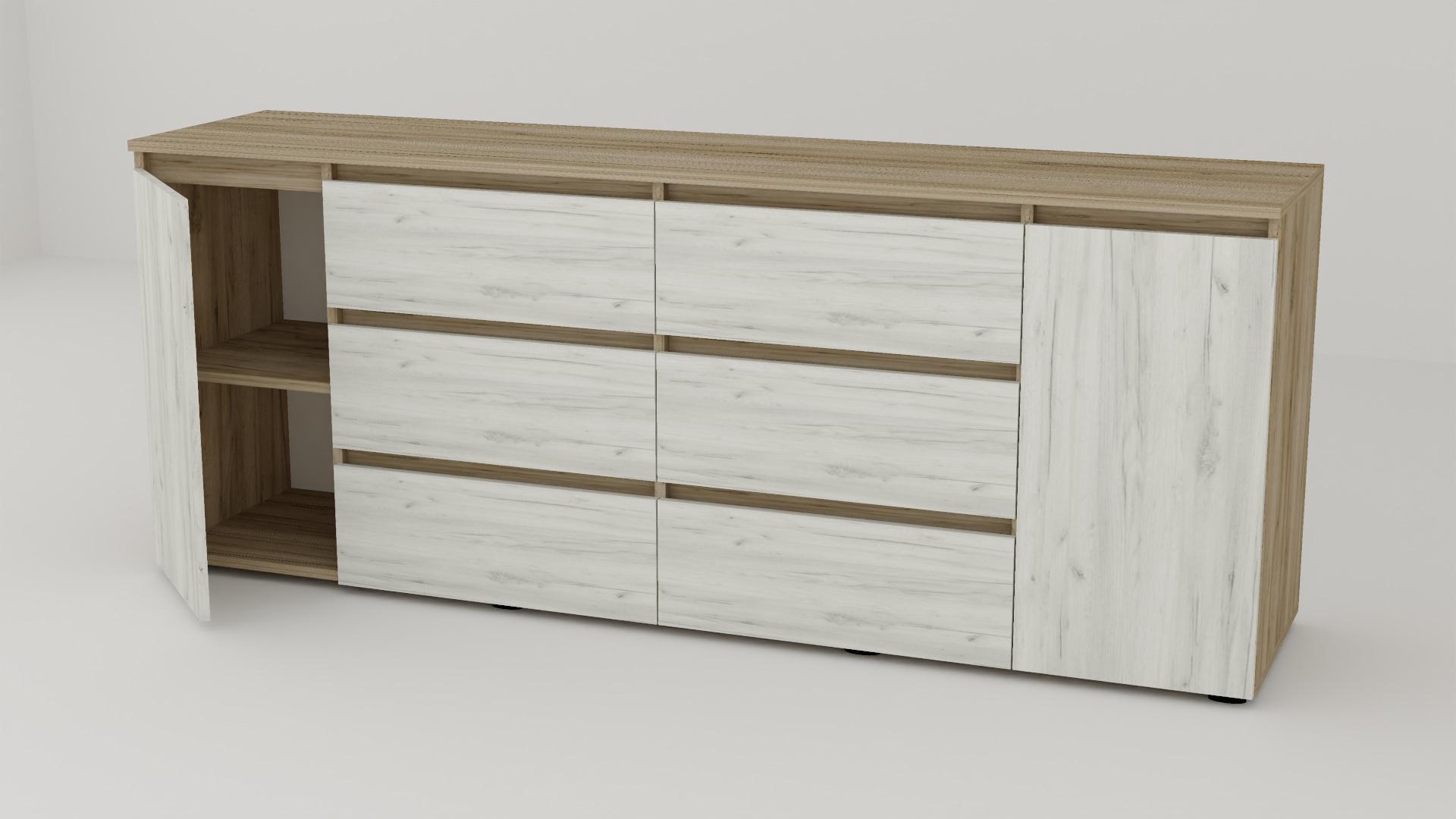 Комод Алекса СН-1331/38 190х38х75 см Дуб крафт білий/Дуб крафт сірий