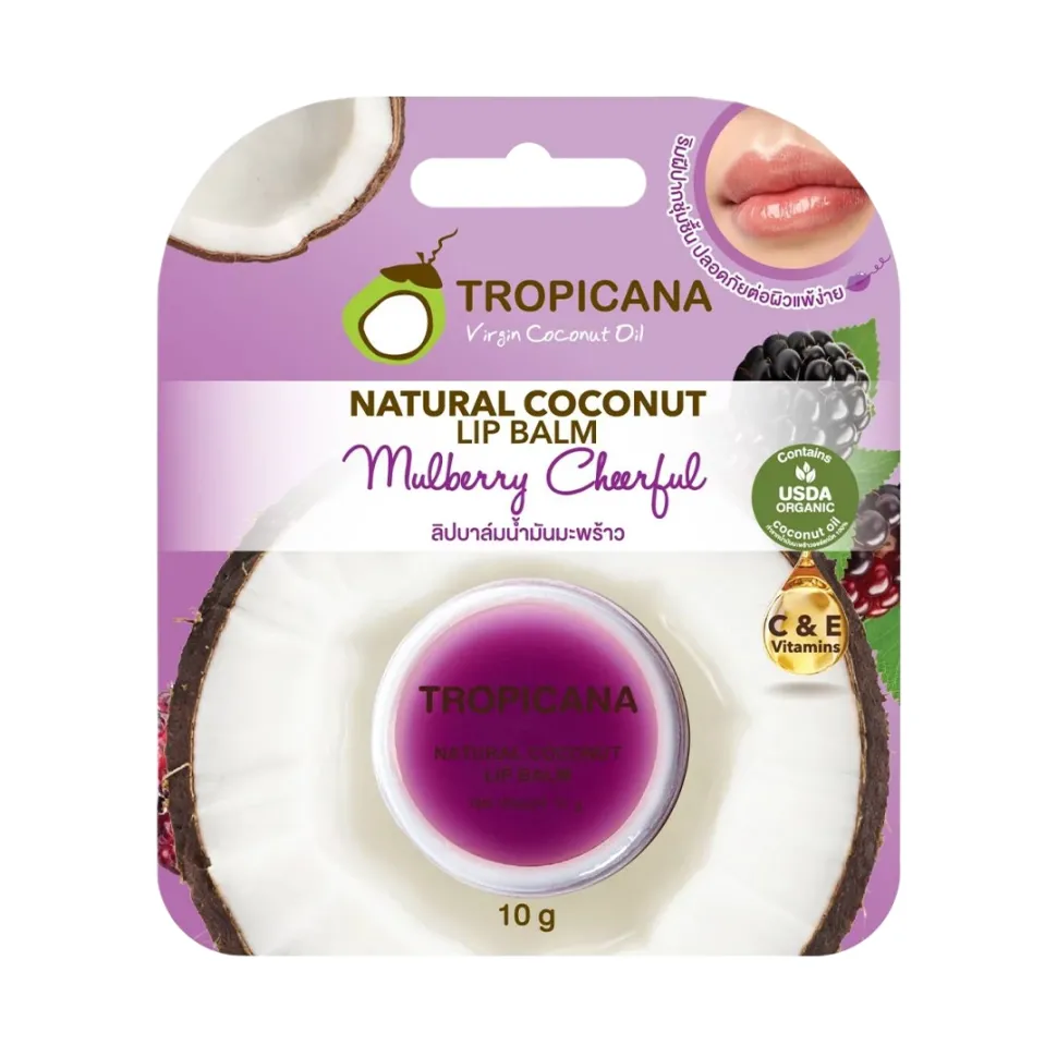 Бальзам для губ TROPICANA на основе кокосового масла и шелковицы 10 г (8858849103893)
