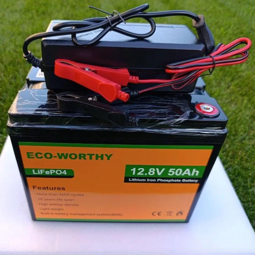 Комплект резервного питания аккумулятор LiFePO4 12,8В 50А Eco-Worthy и зарядное устройство 146В 10А