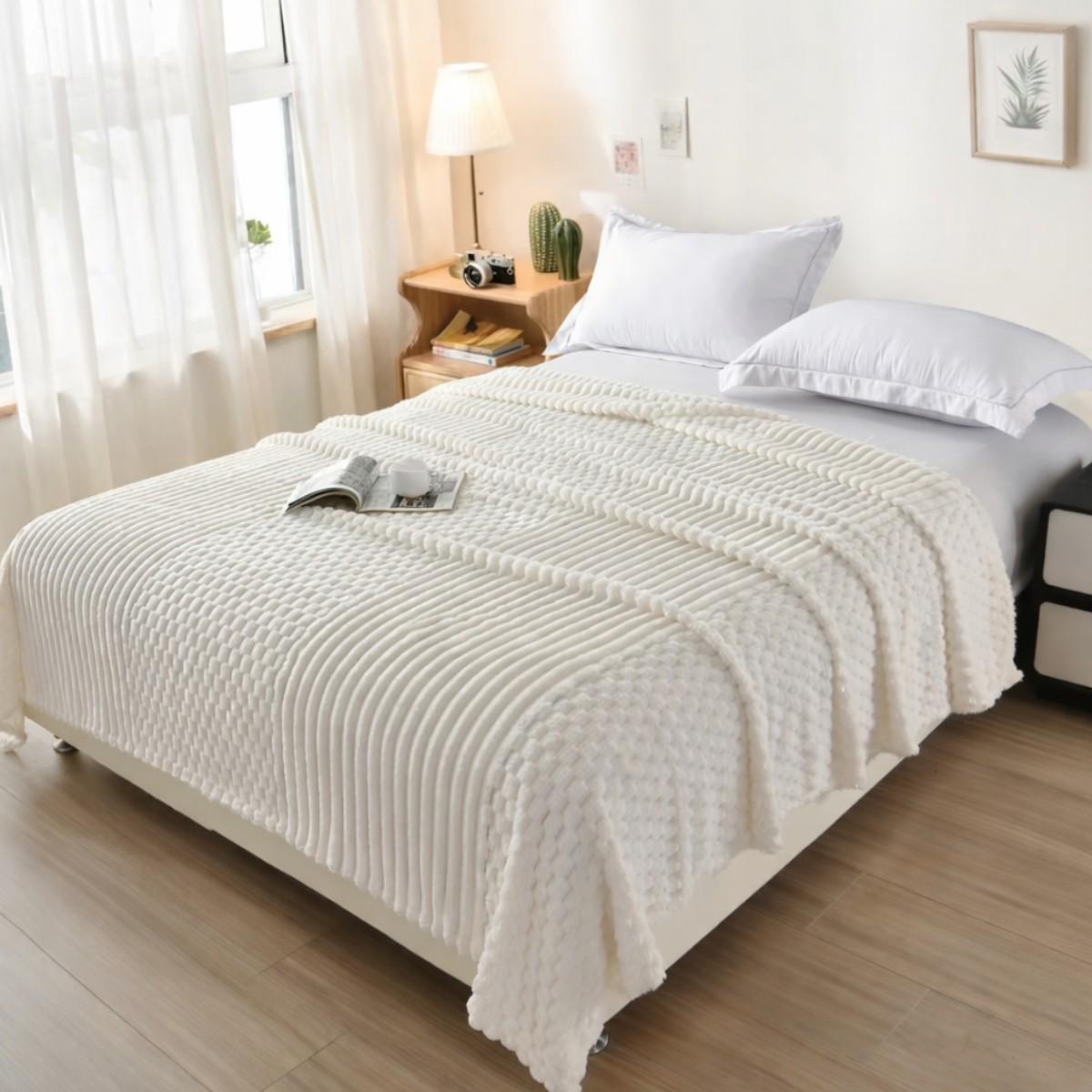 Плед двоспальний Koloco Шарпей Comfort 3D 180х200 см Айворі (43228)