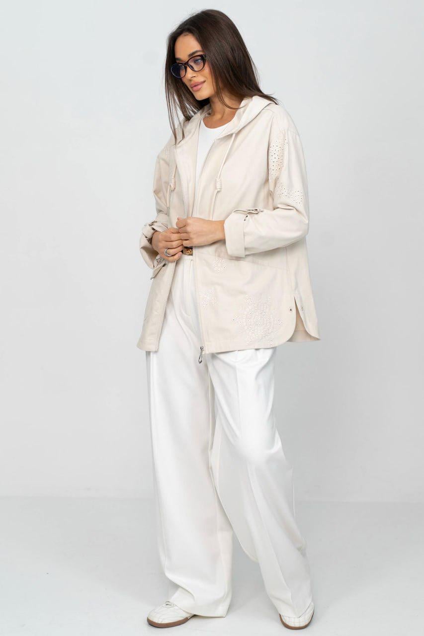 Куртка-вітрівка котонова Рішельє oversize 4XL Айворі (33341168) Куртка-вітрівка котонова Рішельє oversize 4XL Айворі (33341168)