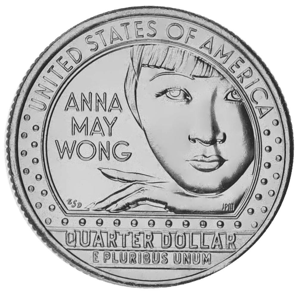Коллекционная монета США 25 центов 2022 UNC D Женщины Америки - Киноактриса Анна Мэй Вонг (М17261)