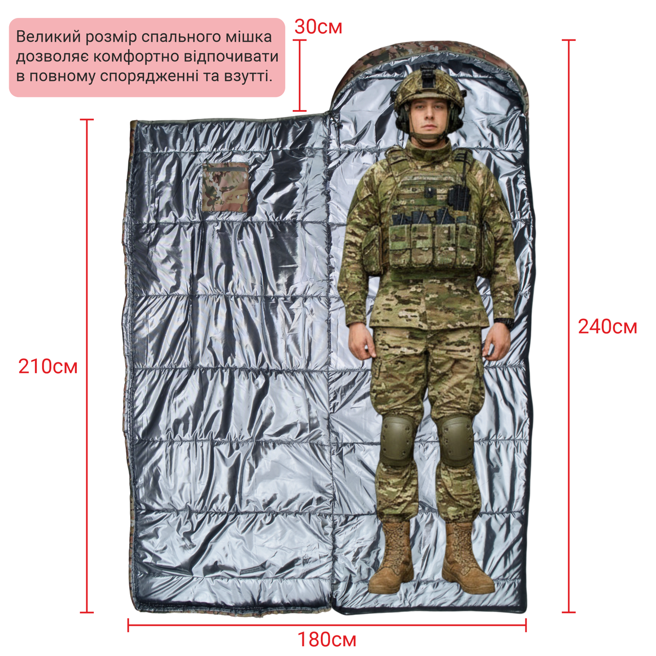 Спальный мешок-одеяло Derby CMK 240-90-L до -25°C левый Камуфляж (2807722088) - фото 3