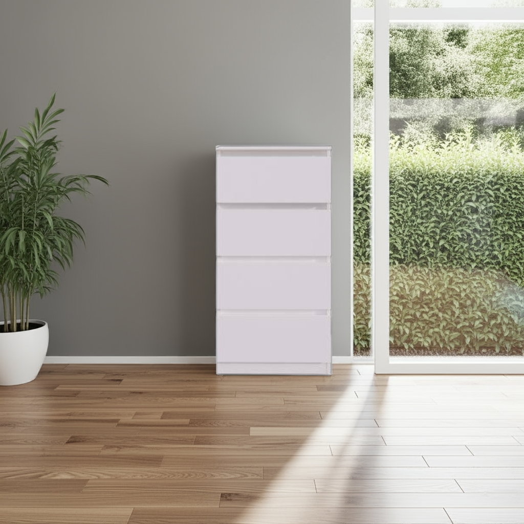 Комод MEBEX на 4 шухляди 50х40х100 см Білий (VM4B500WH) - фото 3 Комод MEBEX на 4 шухляди 50х40х100 см Білий (VM4B500WH) - фото 3