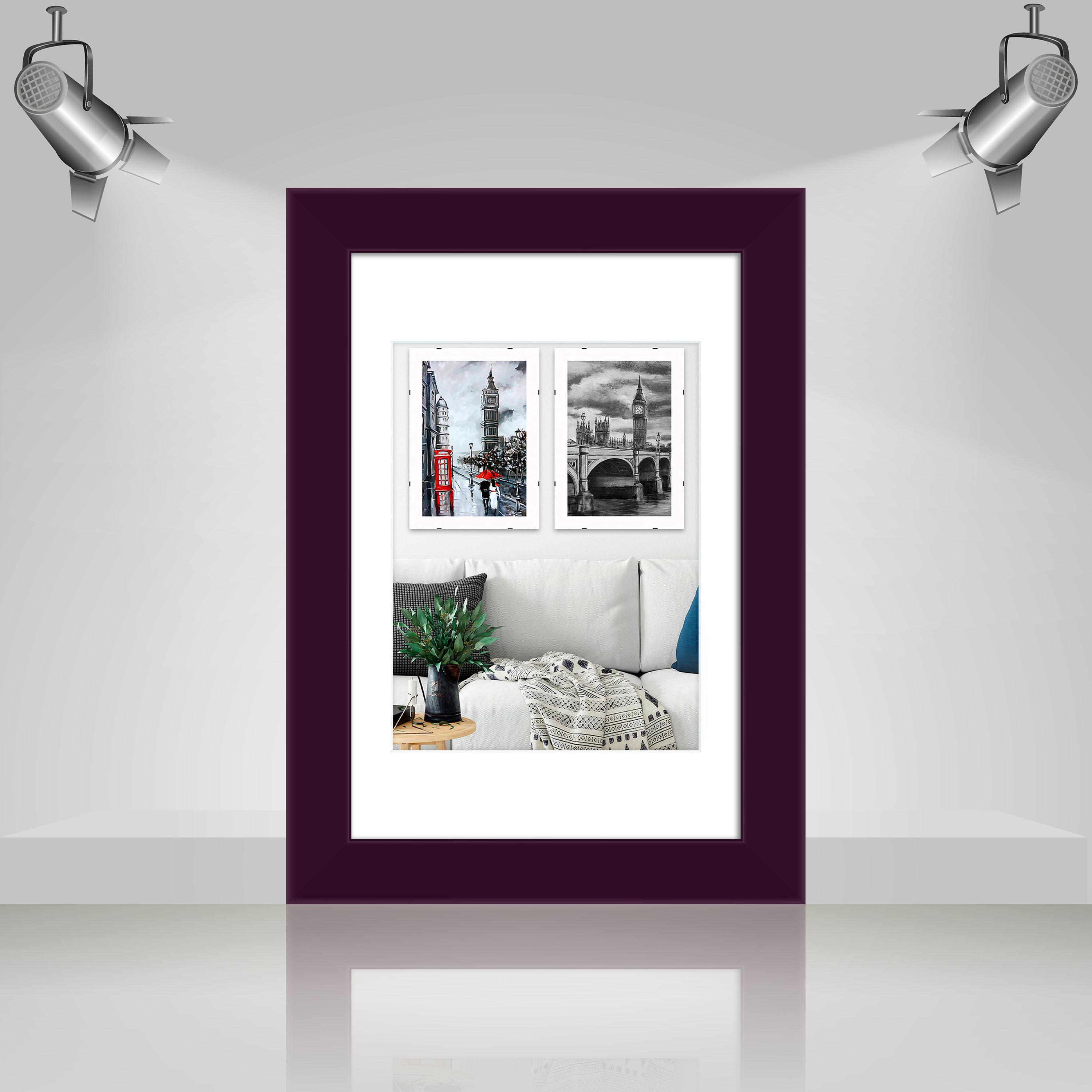 Рамка для фото деревянная EmojiFrame 20х30 см под фото 15х20 см AH3322-02 глянцевое стекло 1-1,5 мм паспарту Фиолетовый - фото 3