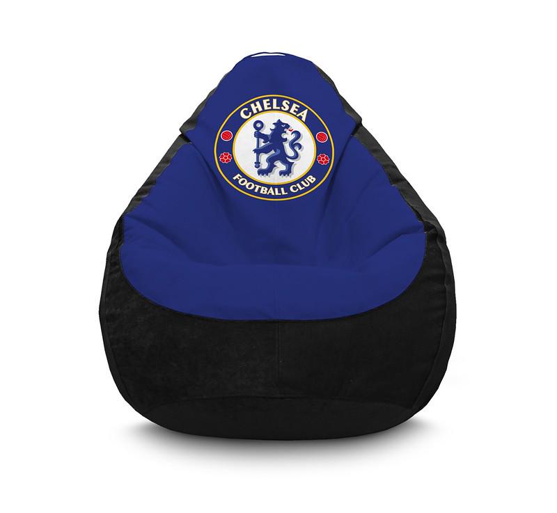 Кресло мешок iPuff Football Chelsea FC Black Флок XL 80x110 см Черный