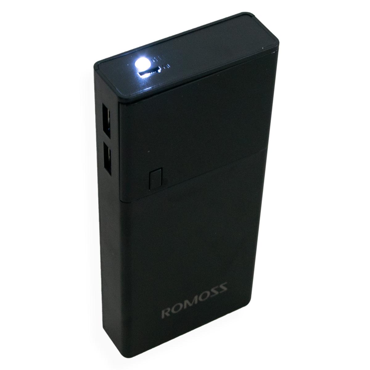 Павербанк 20000 mAh 2.1А Romoss KC12 з ліхтариком Чорний (1009434-Black) - фото 7