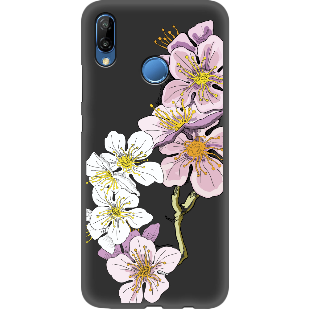 Чехол Boxface Huawei P20 Lite Cherry Blossom Черный силикон (33127-cc4-35158)