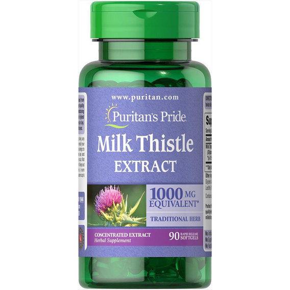 Розторопша Puritan's Pride Milk Thistle 4:1 Extract 1000 мг 90 Softgels