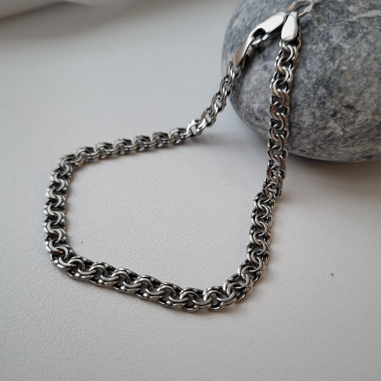 Браслет плоский Бисмарк из серебра 18 см 925 проба 4,64 г 4 мм (бр5ч)