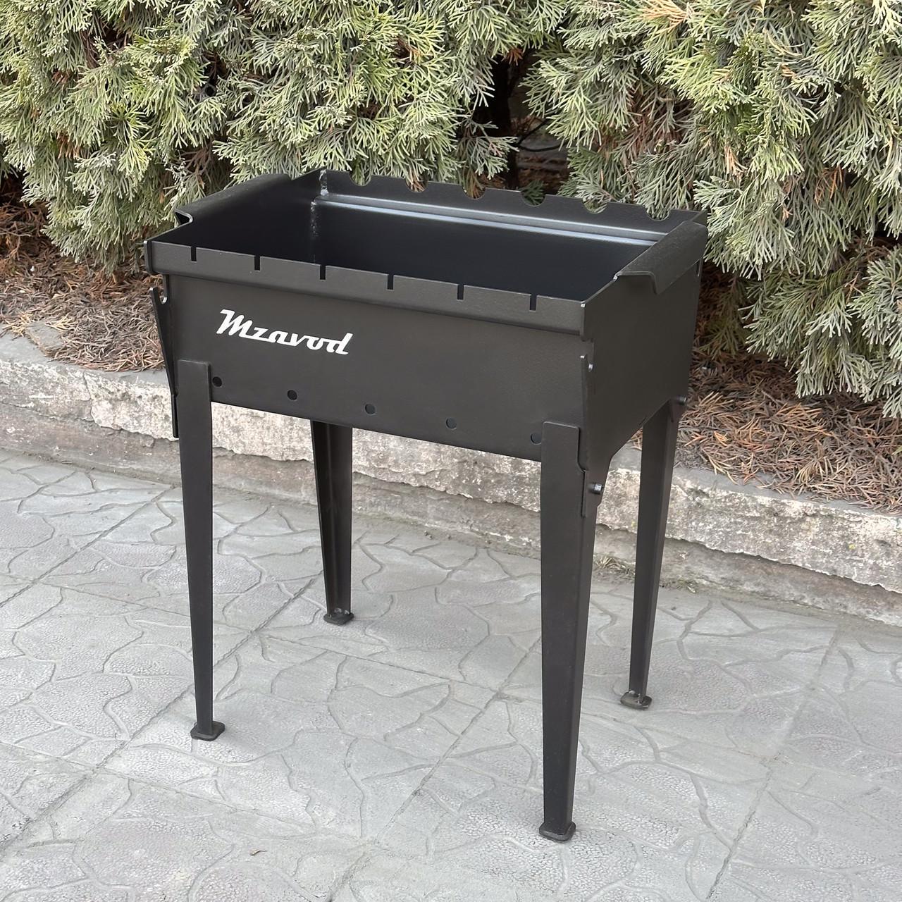 Мангал Metalzavod Тесей на 6 шампурів 3 мм на ніжках 47,6х33х52,8 см (MNG6-3)