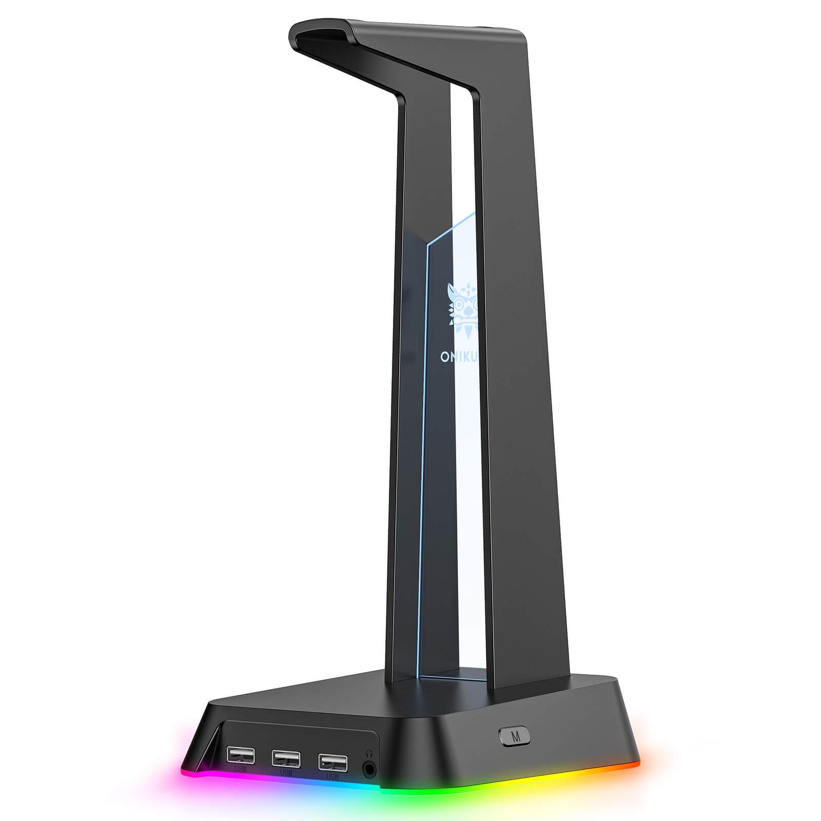 Тримач для навушників Onikuma RGB Gaming ST-2 3xUSB AUX Black (e8643463)