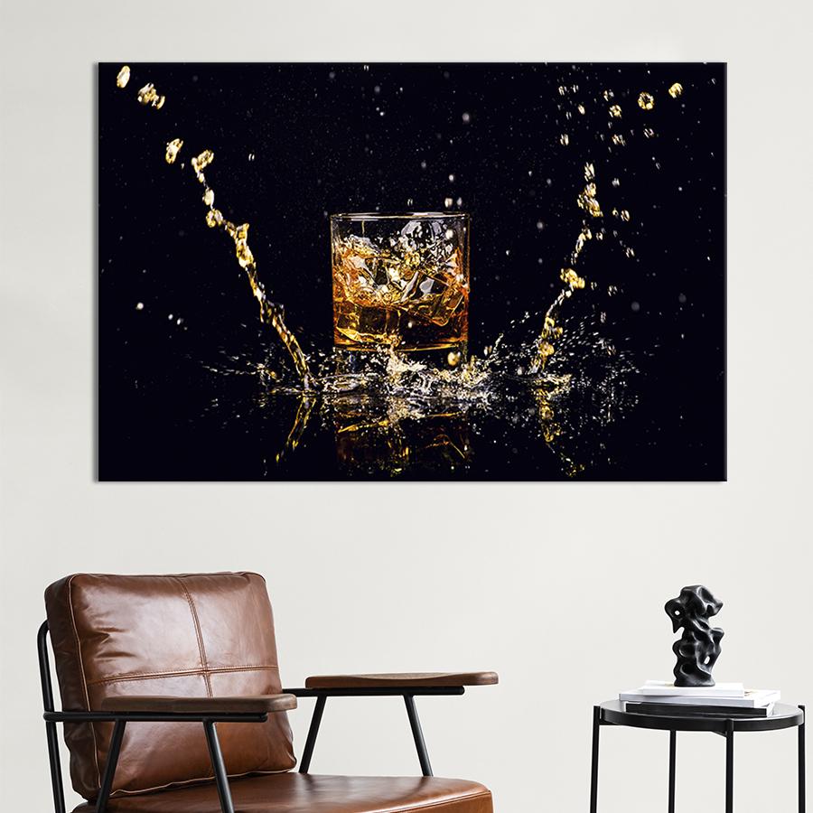 Настенный декор картина на холсте для интерьера Виски 120x80 см (293-1)