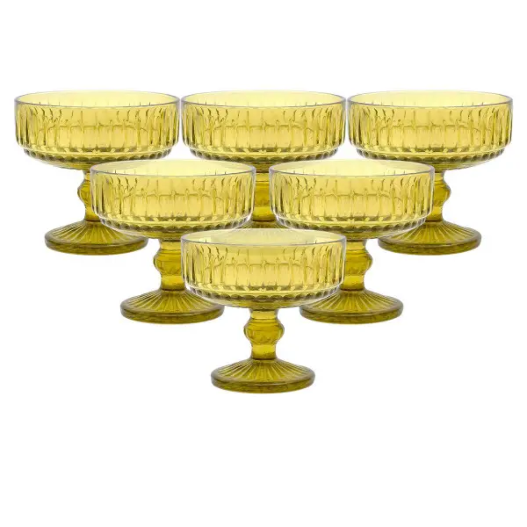 Набор креманок на ножке из толстого стекла 6 штук Зеленый Набор креманок на ножке из толстого стекла 6 штук Зеленый