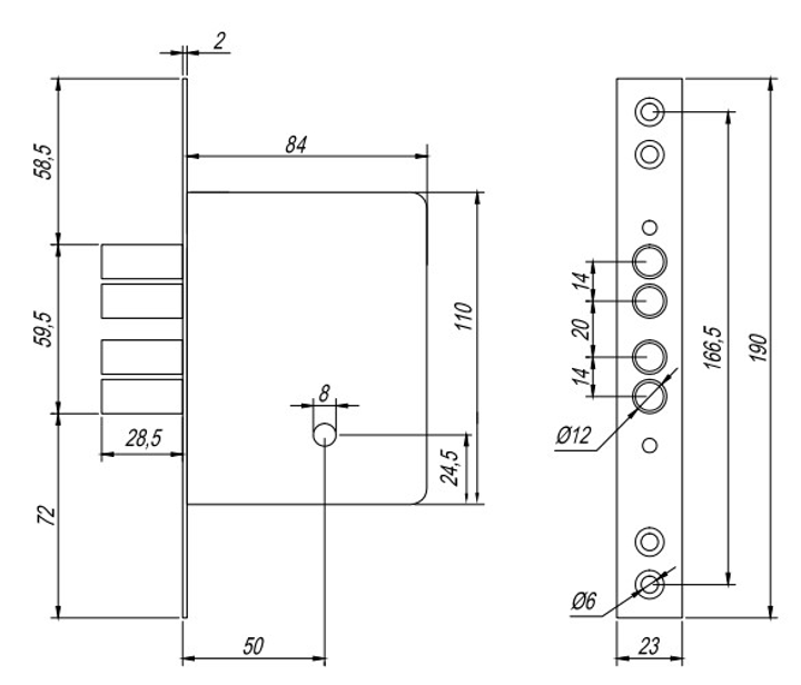 Замок врізний Apecs 97-K-G (303745E) - фото 2