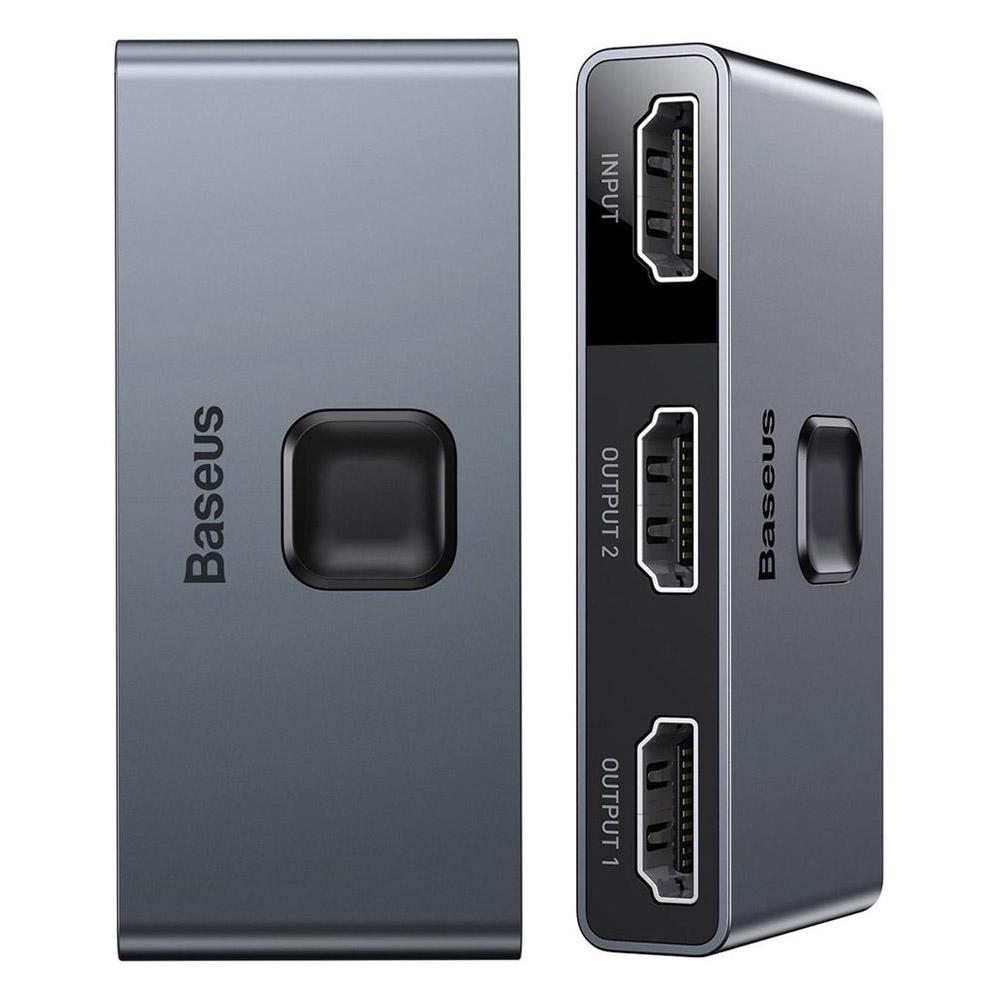 HDMI перемикач Baseus Matrix HDMI Splitter 2-in-1/1-in-2 CAHUB-BC0G Сірий - фото 2