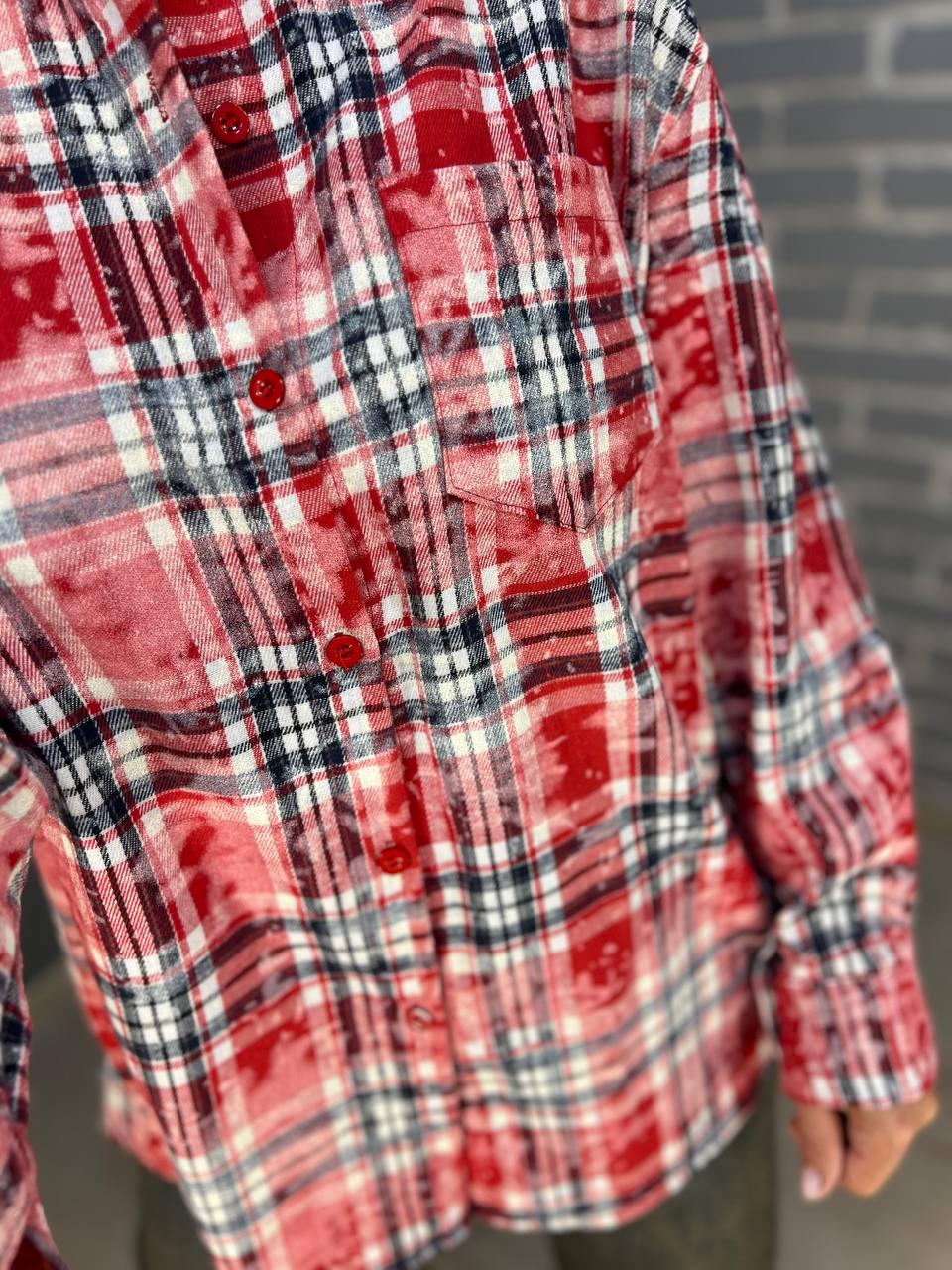 Сорочка жіноча A-N 2775 картата варена в клітинку оверсайз коттон OS Червоний (2904) - фото 2 Сорочка жіноча A-N 2775 картата варена в клітинку оверсайз коттон OS Червоний (2904) - фото 2