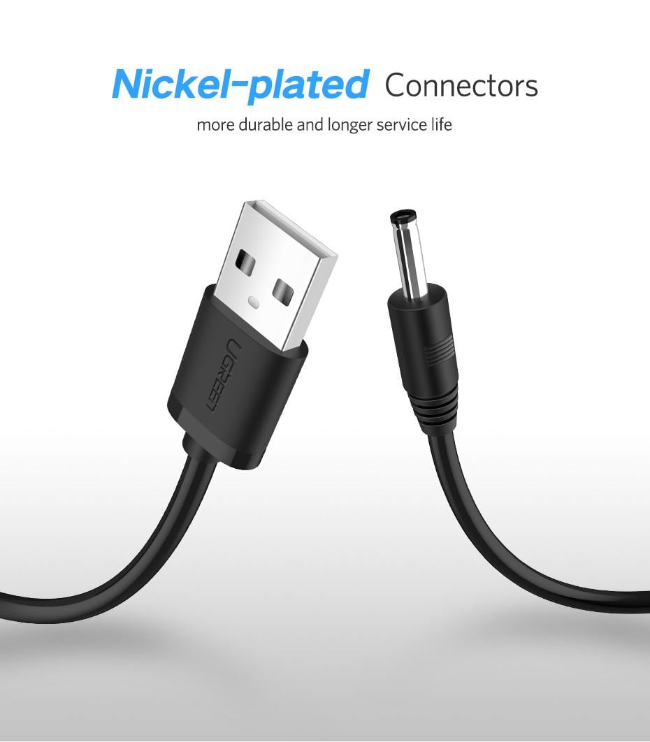 Кабель Ugreen USB 2,0 to DC 3,5 1,35 мм 1 м Black (10376) - фото 6 Кабель Ugreen USB 2,0 to DC 3,5 1,35 мм 1 м Black (10376) - фото 6