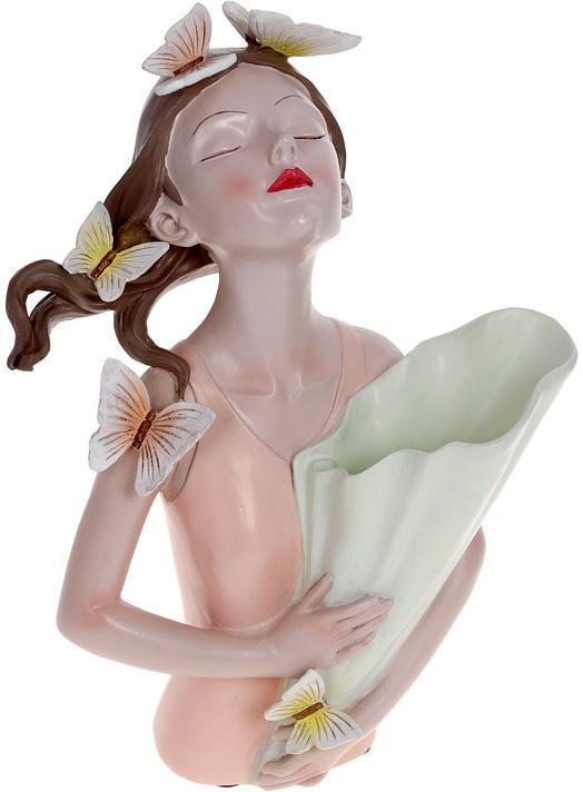 Ваза декоративная бабочки 20х15х32 см Розовый с мятным