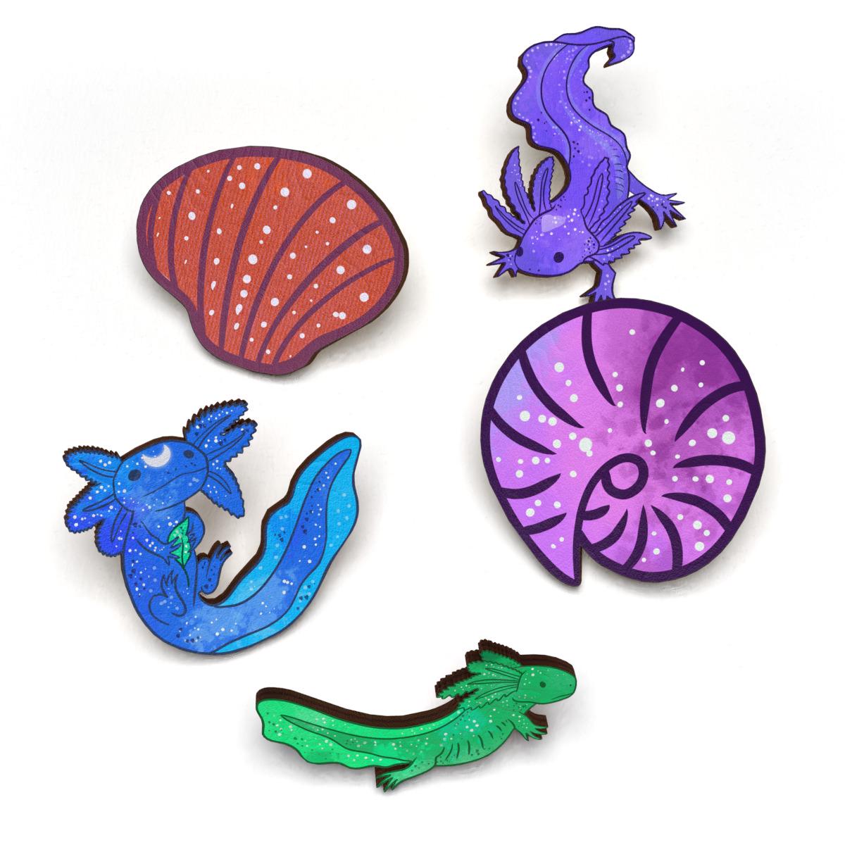 Набор значков Lex Altern Волшебные рыбки из дерева 5 шт. (2882213)