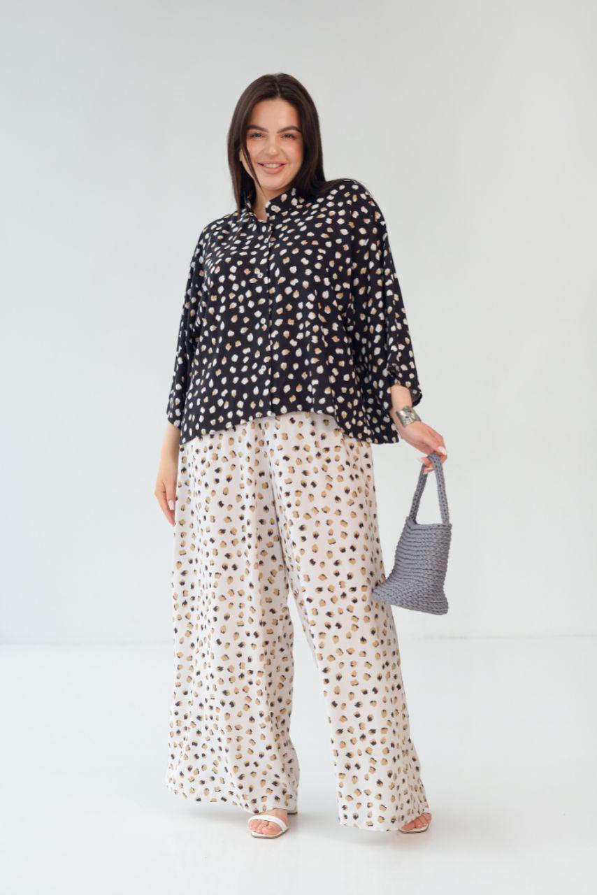 Рубашка хлопковая женская широкого покроя р. 60-62 Черный (14-5228 34) - фото 5