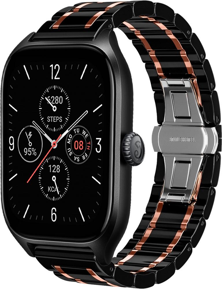 Ремешок керамический Ceramo для Amazfit GTS 4/Mini Black/Pink (29510-51)