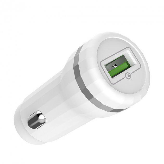 Зарядний пристрій автомобільний Hoco Z27A Staunch single port in-car QC3.0 charger 1 USB 3,1 A White (01234)