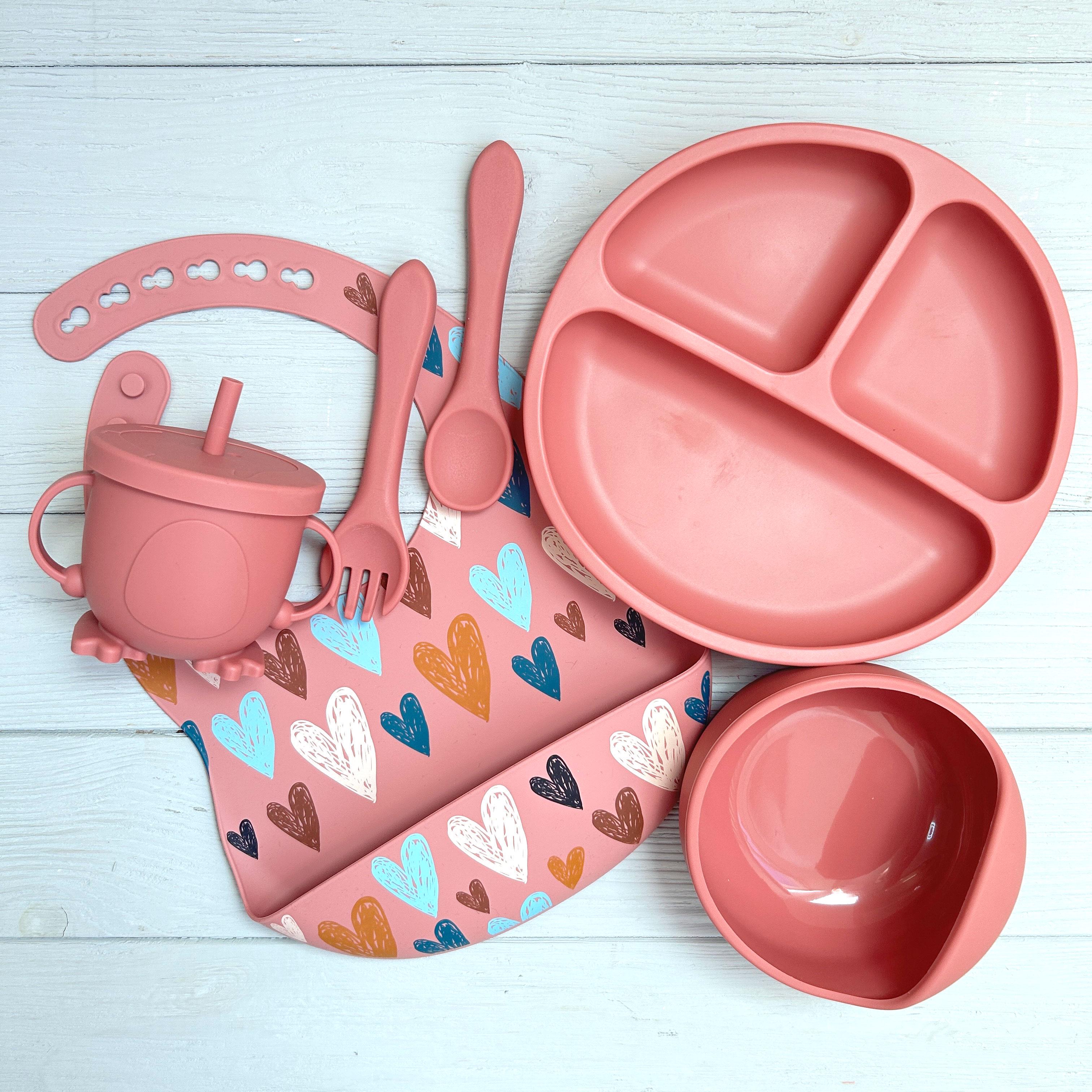 Набор посуды из силикона для кормления RNSH img_e7765 Темно-розовый (65454)