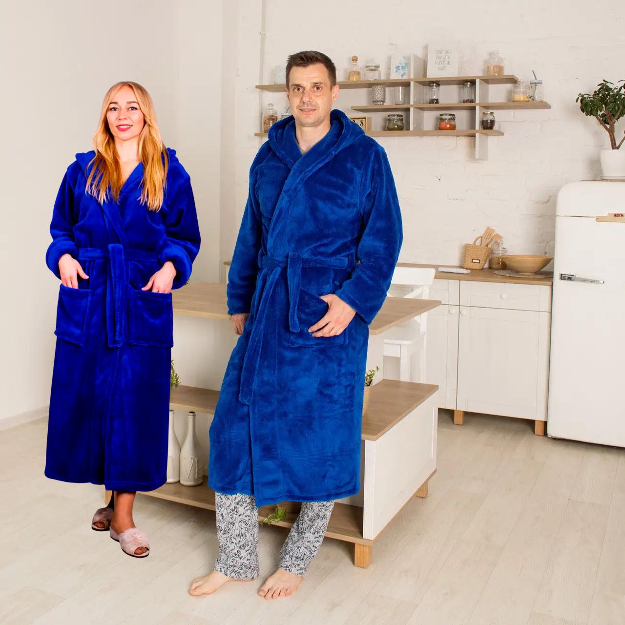 Халат женский махровый с капюшоном 2 кармана XL Электрик - фото 7