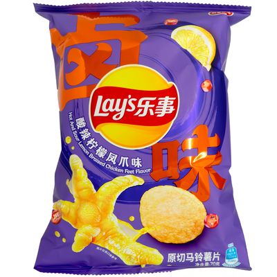 Чипси Lay's Hot & Sour Lemon Braised Chicken Feet Flavor Potato Chips 60 г (2013956935)