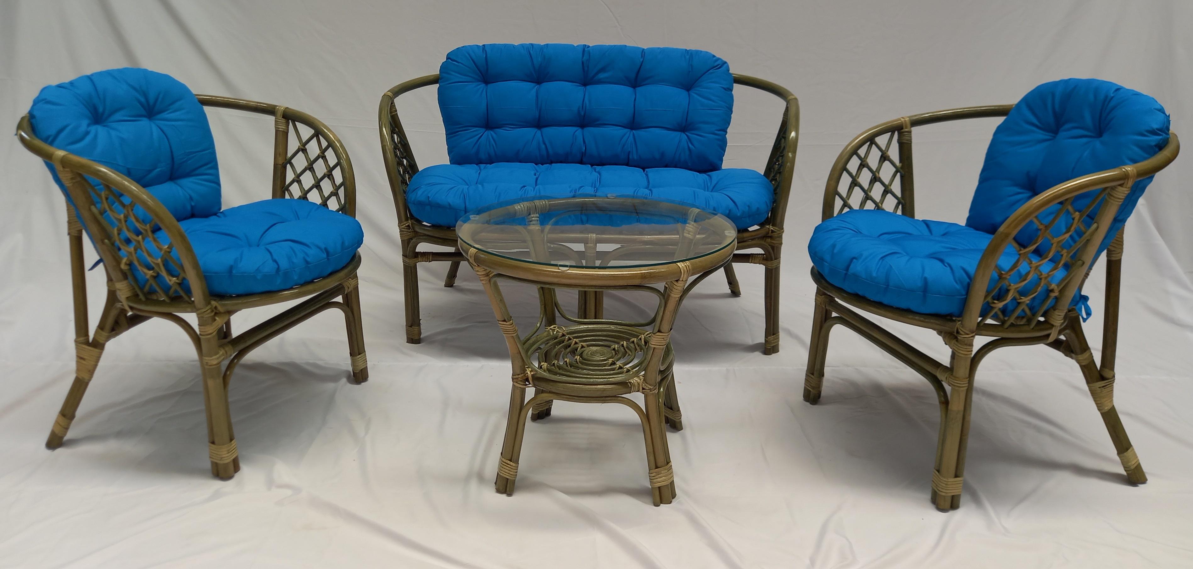 Комплект плетеной мебели из натурального ротанга софа/2 кресла и столик (2094411159)