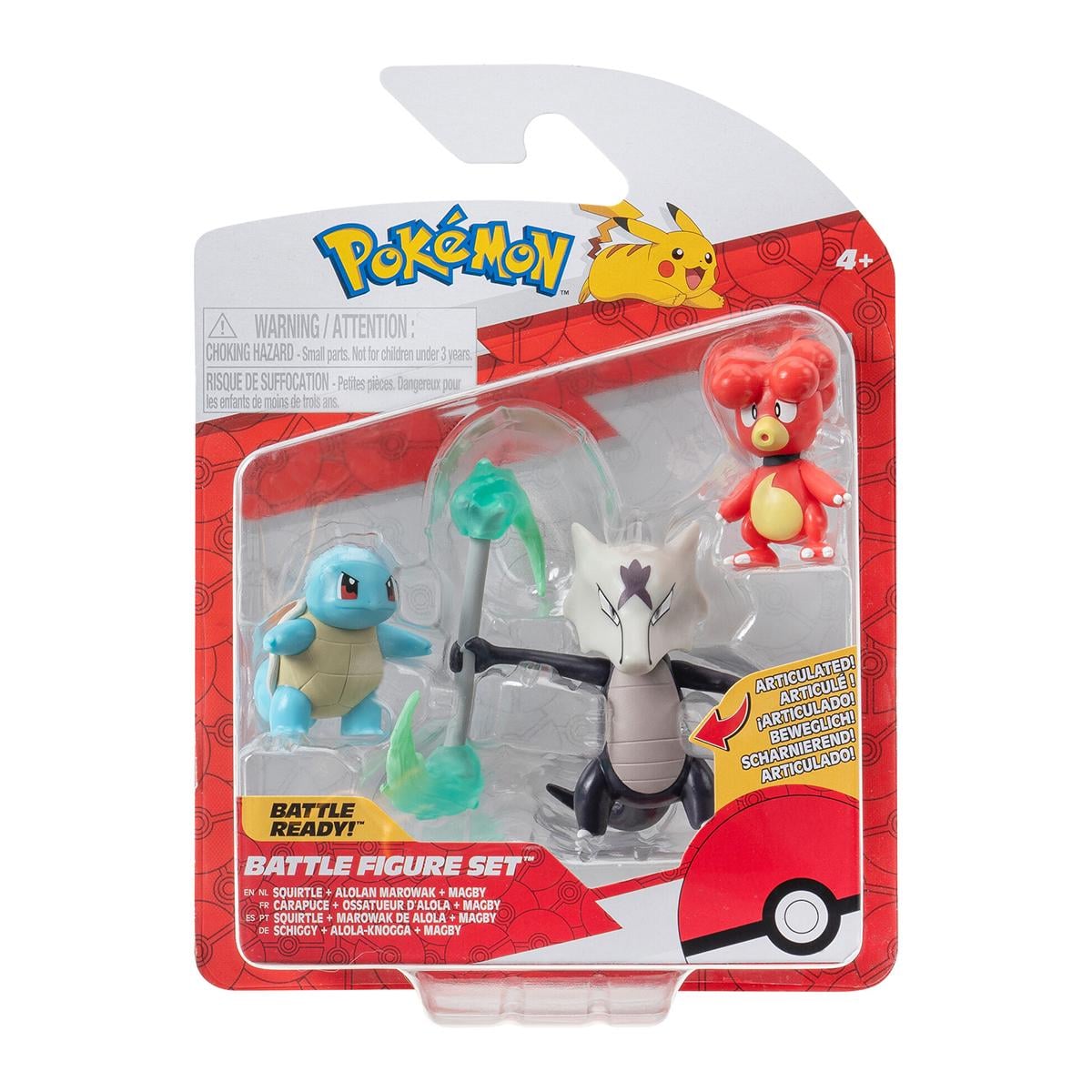 Набір дитячих ігрових фігурок Pokemon W19 Магбі, Сквіртл, Алола Маровак 3 шт. (PKW3600)