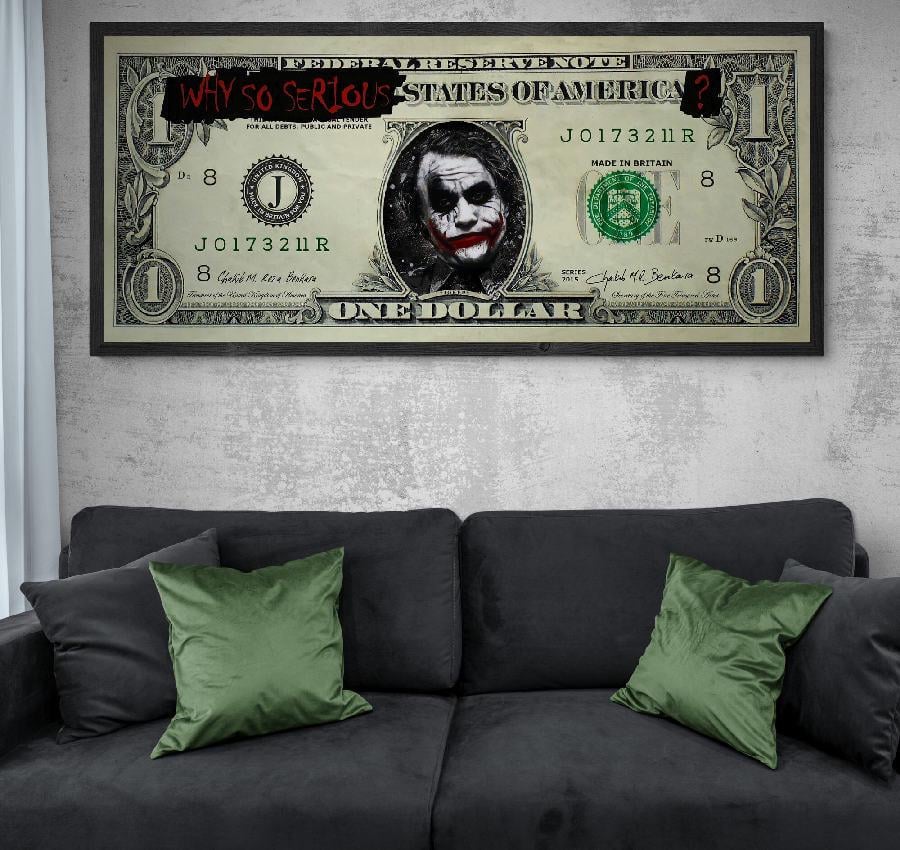 Картина на холсте HolstPrint Джокер на долларе 40х120 см (RK0056)