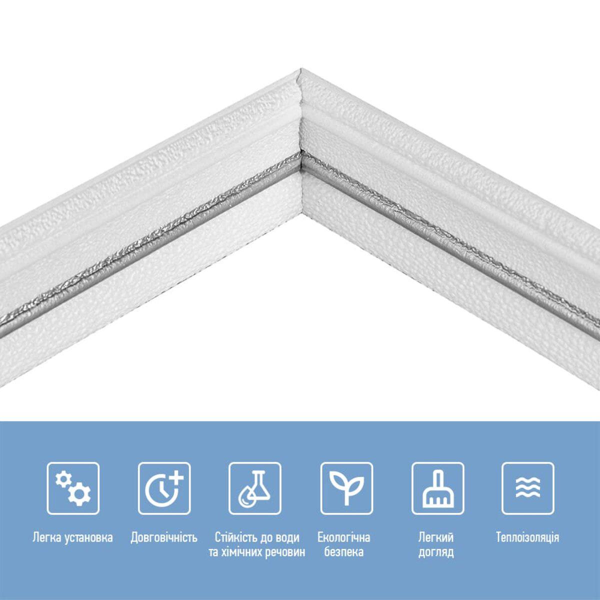 Плінтус РР самоклеючий 2300х70х4 мм Білий з сірою смужкою (SW-00001833) - фото 4