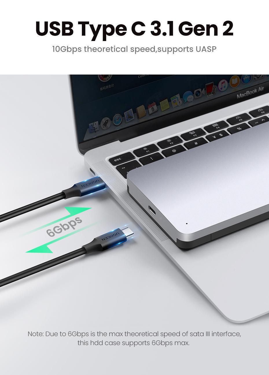 Кишеня зовнішня Ugreen 2.5 USB-C 0.5 м (70499) - фото 4 Кишеня зовнішня Ugreen 2.5 USB-C 0.5 м (70499) - фото 4