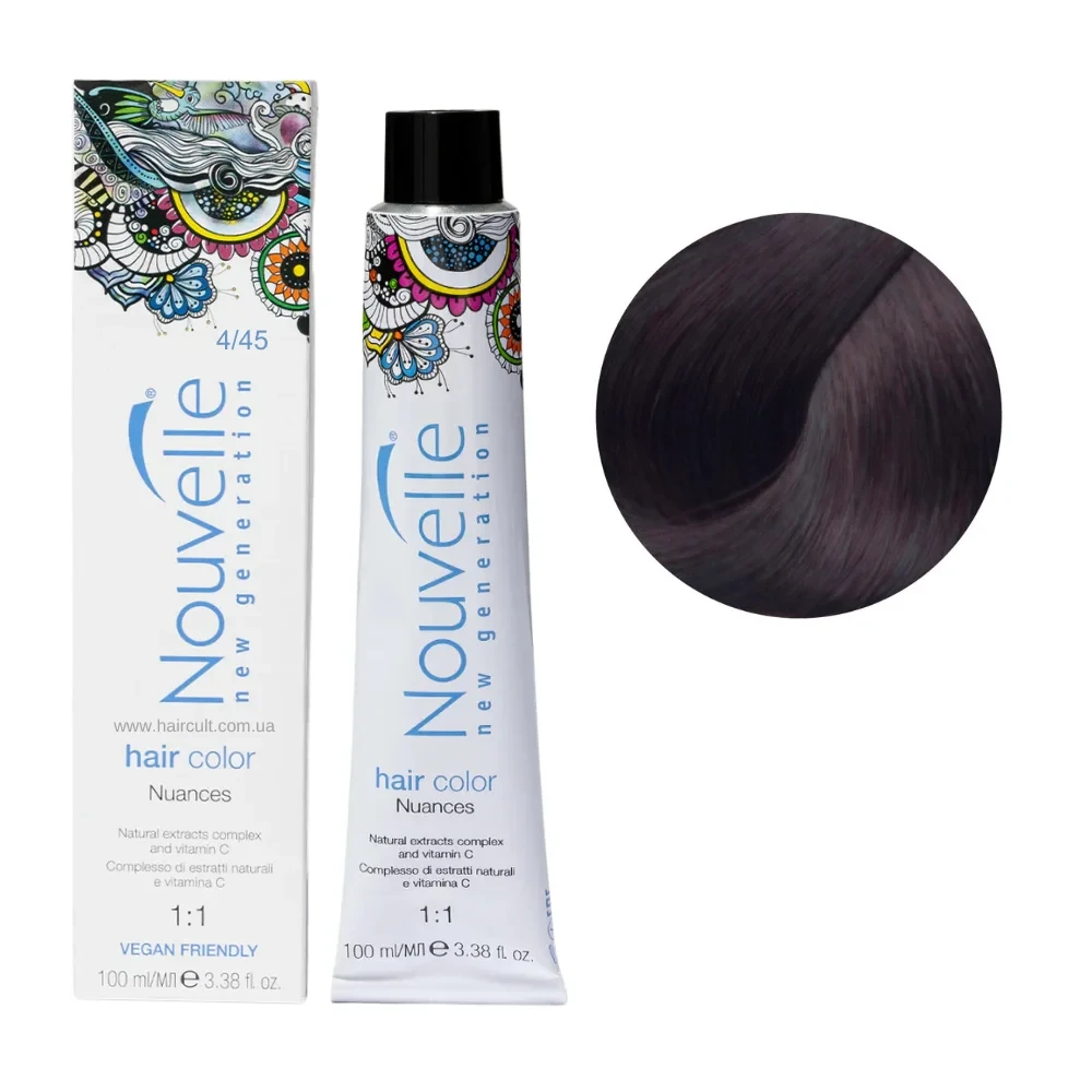 Краска для волос Nouvelle Hair Color 4/45 Каштановый медно-махагоновый 100 мл