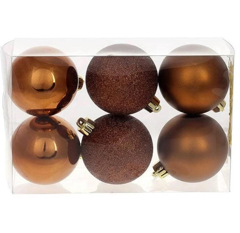 Набор шаров пластиковых новогодних 6 шт. 6 см (13070) - фото 1