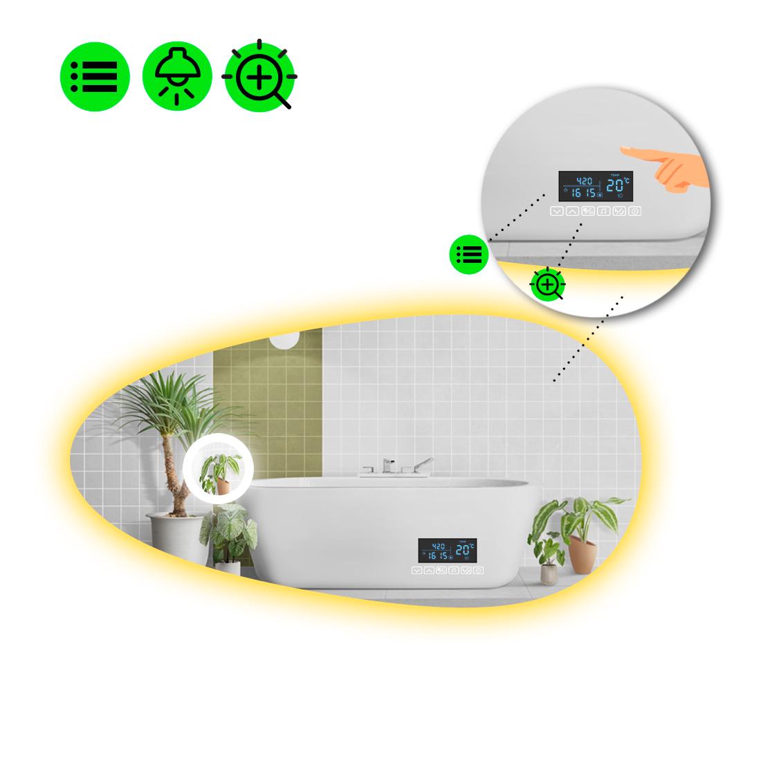 Зеркало с LED подсветкой Occhio 2 с Smart-блоком и линзой с подсветкой 100x50 см (8994460)