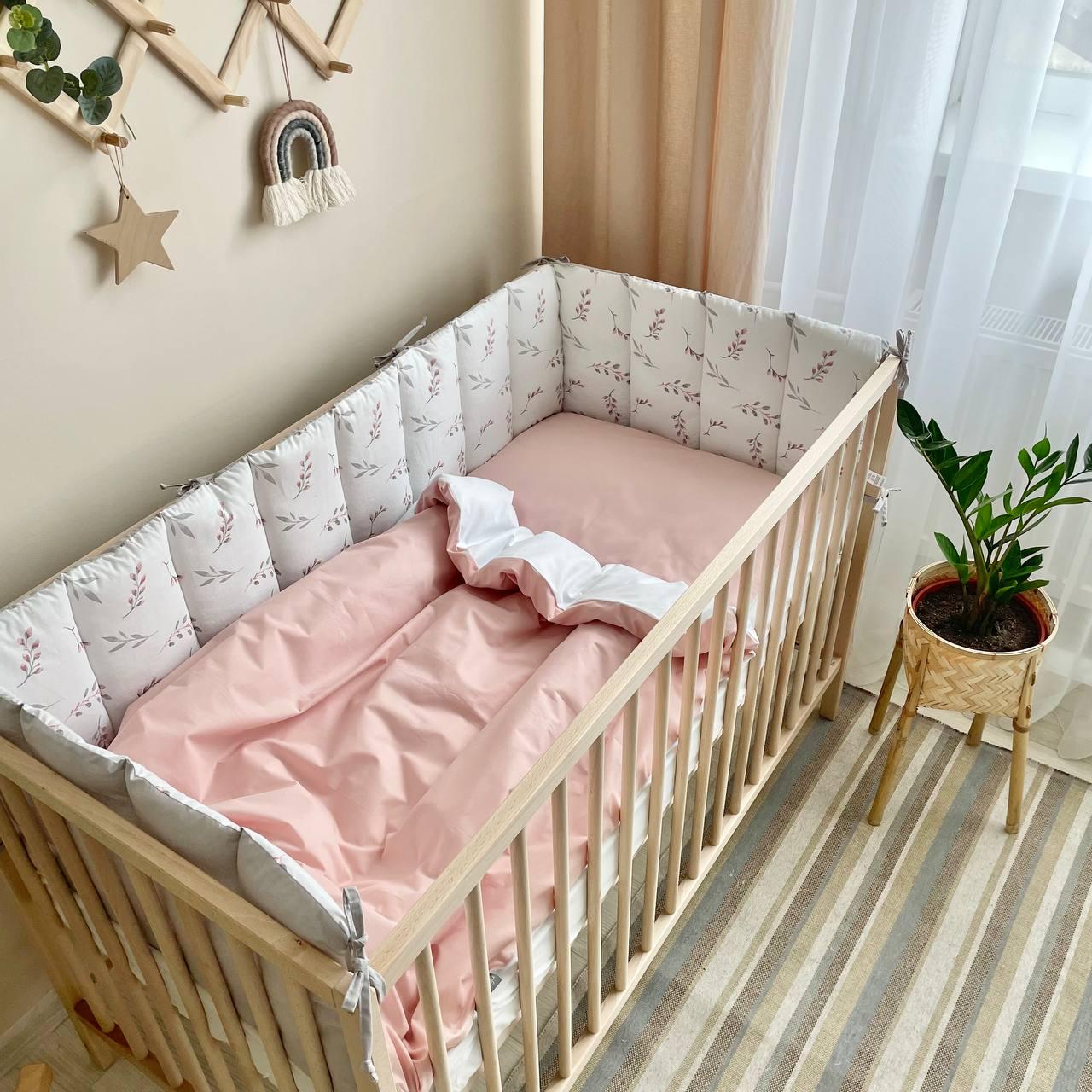 Комплект постільної білизни дитячої Baby Dream Гілочки котики 6 пр. Пудровий - фото 3