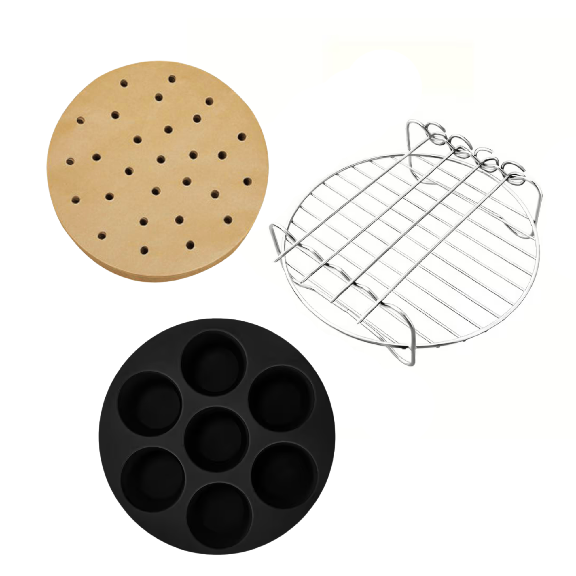 Набор для аэрогриля 3в1 силикон/пергамент/сетка (11002) Набор для аэрогриля 3в1 силикон/пергамент/сетка (11002)
