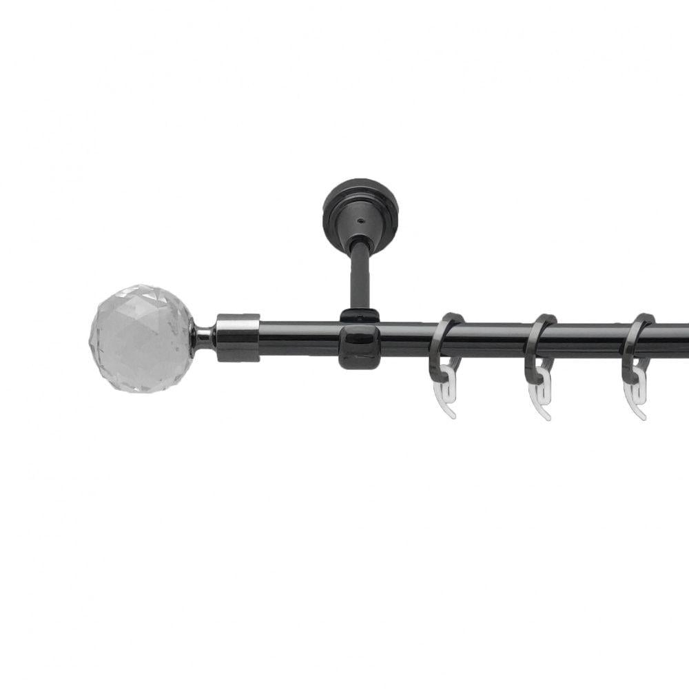 Карниз металлический Orvit Люмиера однорядный открытый/гладкая труба/кольцо фасонное металлическое Оникс 16 мм 200 см (4713195)