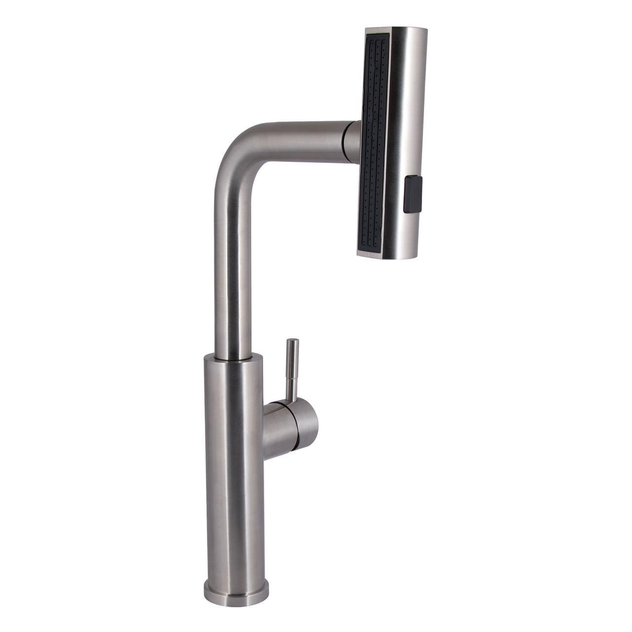 Смеситель для кухни Lidz Aria 015FLT с выдвижным мультифункциональным изливом-лейкой k35 Nickel (LDARI015FLTNKS37643)