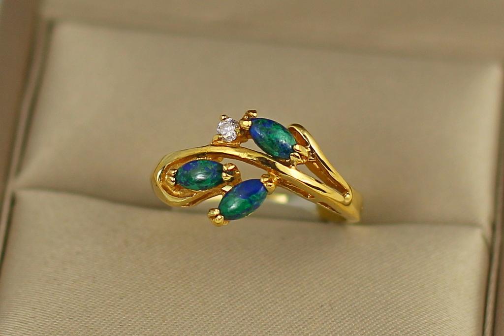 Кольцо Три черта азурит р. 15 Золотистый (30106970)