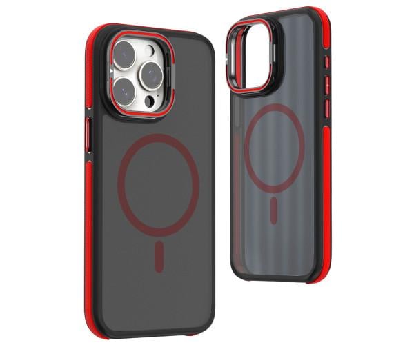 Матовый чехол - накладка Dual Color Camera Stand для iPhone 16 Pro Max Красный