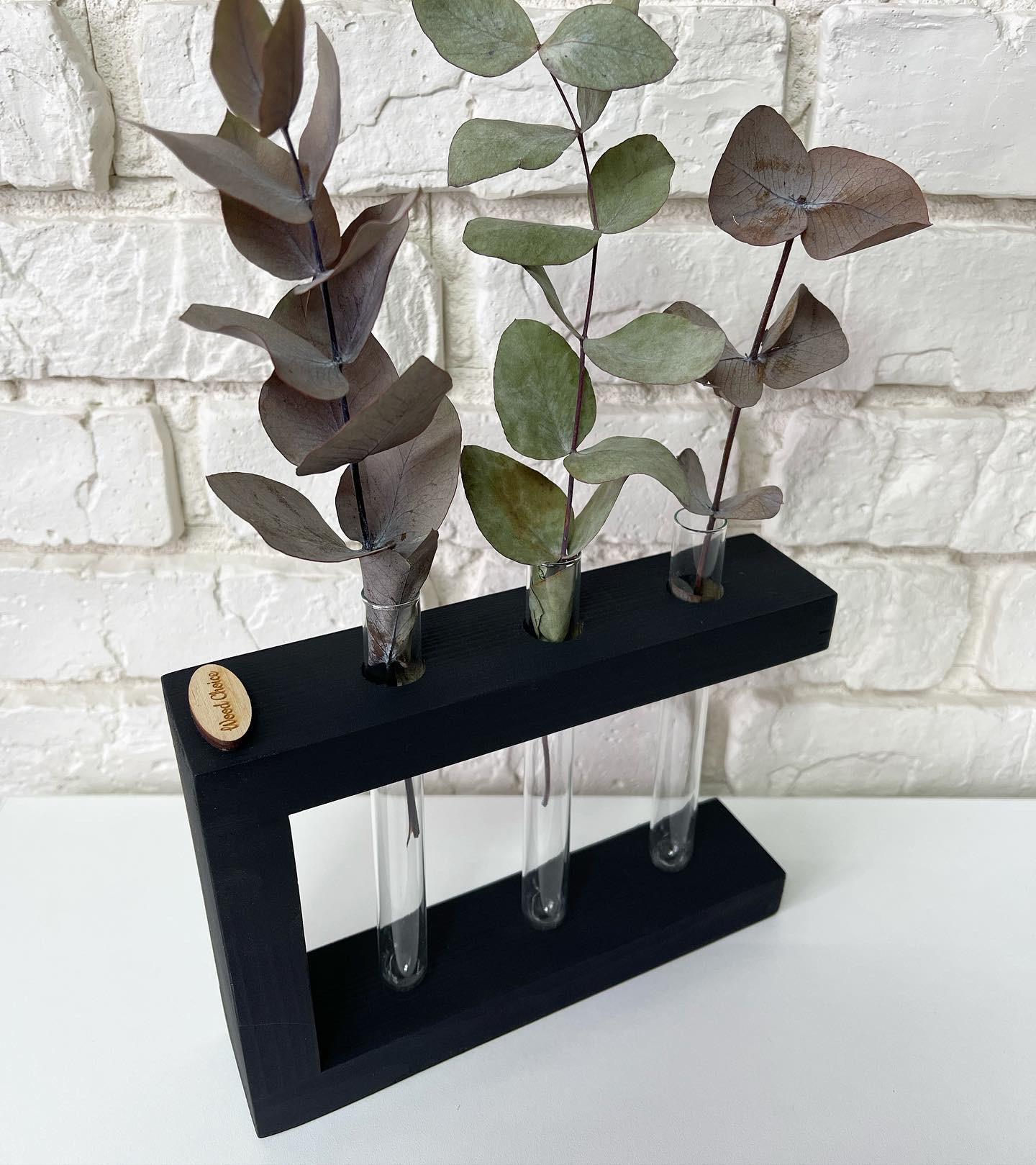 Ваза із пробірками для квітів міні 20х15 3 шт. Чорний - фото 1 Ваза із пробірками для квітів міні 20х15 3 шт. Чорний - фото 1